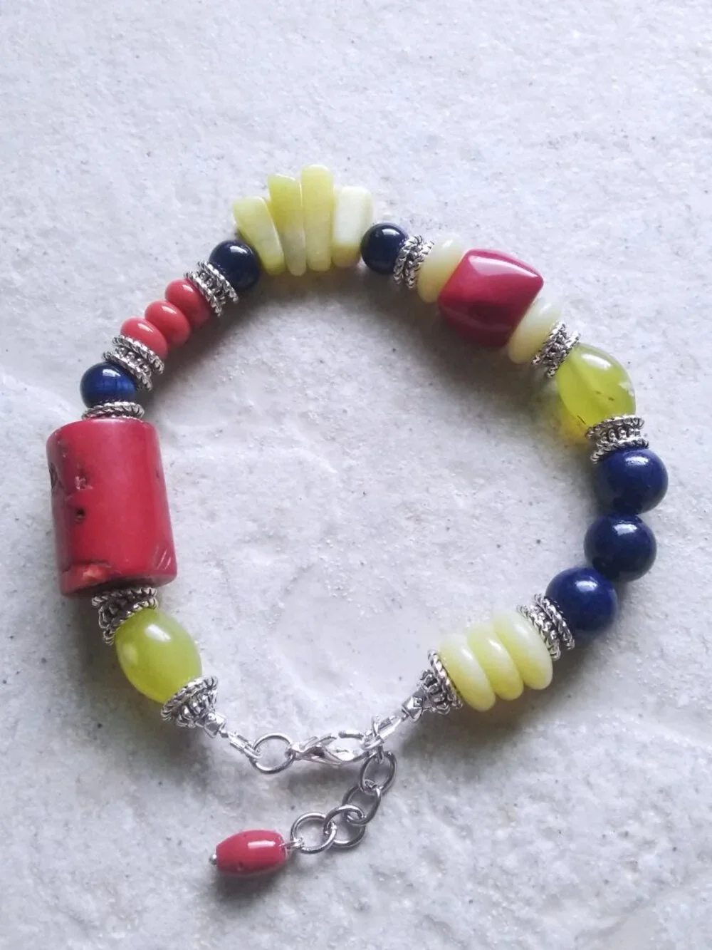 Handmade Statement Bracelet ~ Chunky Eclectic Bold Semi-Precious Stone Beads